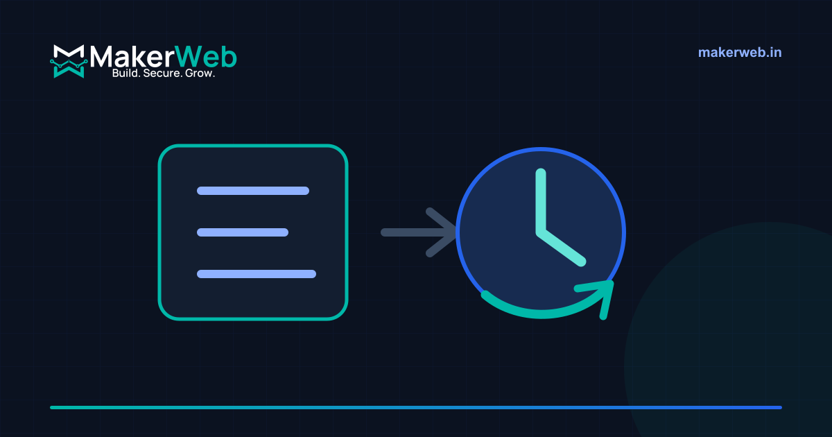 Backup file moving into a tested recovery clock in MakerWeb brand colours