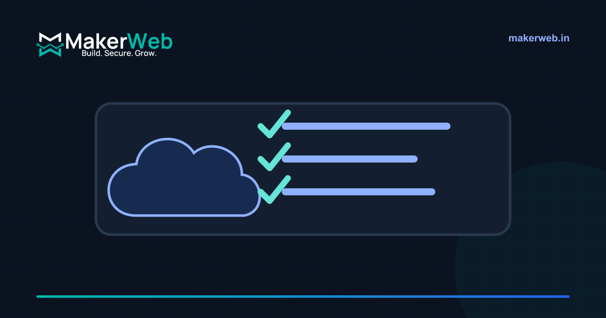 Cloud checklist and service boundaries illustration in MakerWeb brand colours