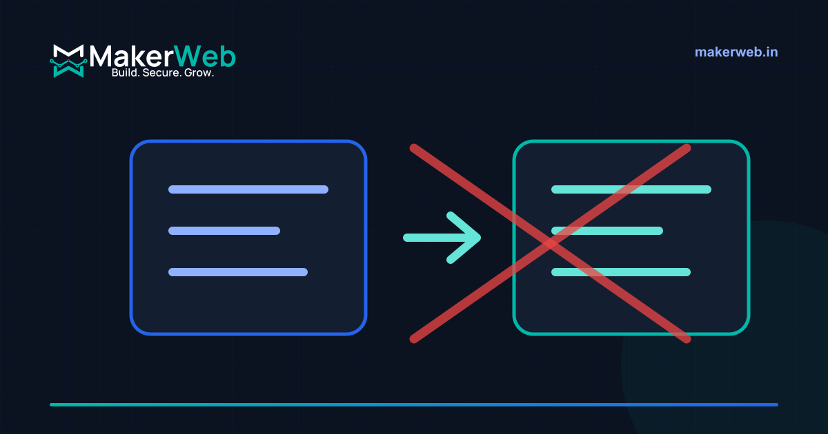 Staging and production environments crossed by a risk warning in MakerWeb brand colours