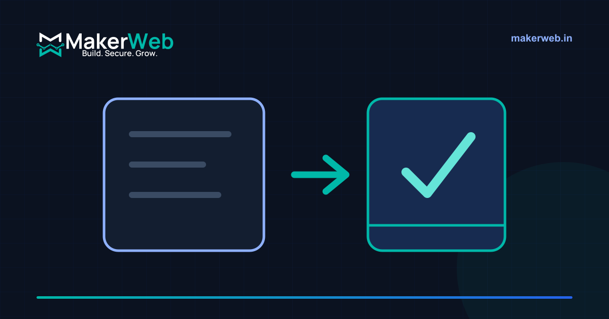 Manual release checklist becoming a verified deployment in MakerWeb brand colours